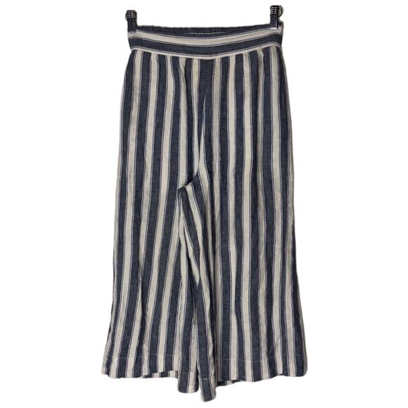 MADEWELL Pants Woman's XXS Huston Pull-On Crops in Stripe Transatlantic blue - Picture 2 of 16